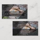 Monogram boomschors met grijze driehoek van hout visitekaartje (Voorkant / Achterkant)