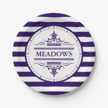 Monogram Bord marinesultaat blauw elegant papier