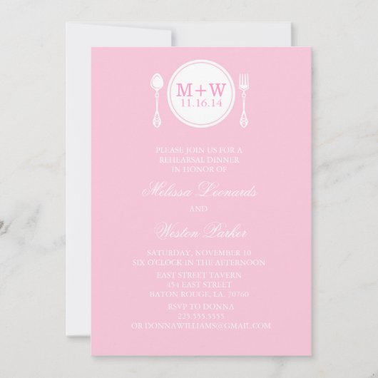 Monogram Bord repetitie dineruitnodigingen Kaart (Voorkant)