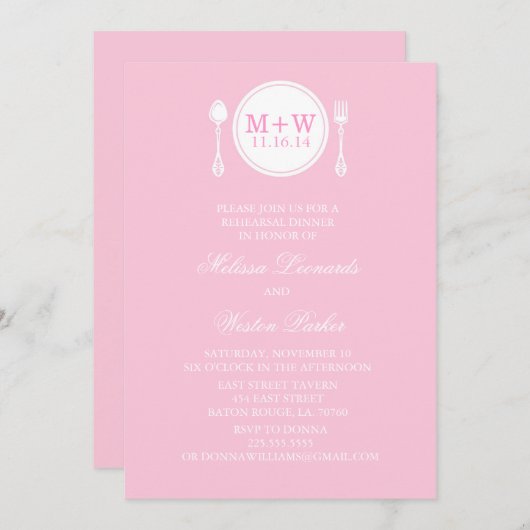 Monogram Bord repetitie dineruitnodigingen Kaart (Voorkant / Achterkant)