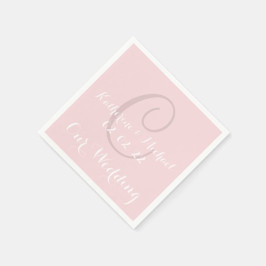 Monogram Bord Roze Classic Trouwpapier Servetten (Hoek)