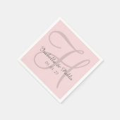 Monogram Bord Roze Stijlvolle Huwelijkspapier Serv Servet (Hoek)
