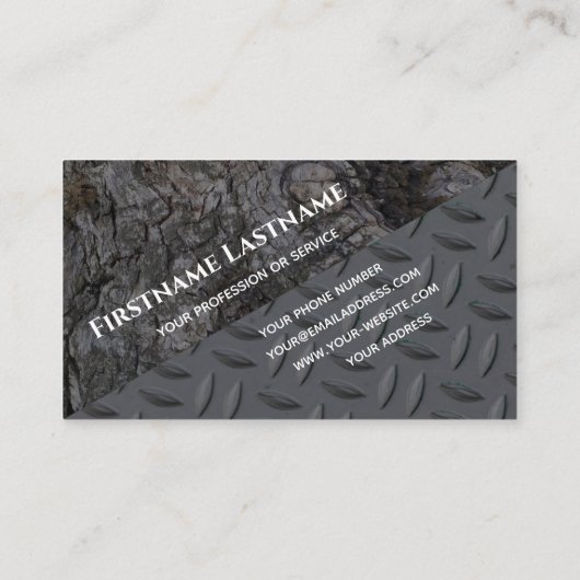 Monogram bord van organisch ruithout visitekaartje (Achterkant)