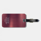 Monogram bordeaux faux geborsteld metallic staal bagagelabel (Achterkant horizontaal)