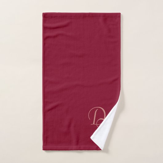 Monogram - bordeaux kleur bad handdoek (Handdoek)