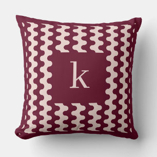 Monogram Bordeaux Roze Krachtig Golfpatroon Kussen