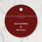 Monogram bordeauxrood christelijk trouw bedankt bedankjes labels (Voorkant)