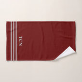 Monogram bordeauxrood donkerrood lichtgrijs gestre bad handdoek (Handdoek)