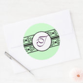 Monogram Borders Mint Ronde Sticker (Envelop)