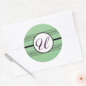 Monogram Borders Mint Ronde Sticker (Envelop)