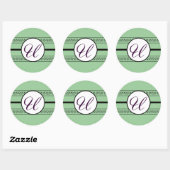 Monogram Borders Mint Ronde Sticker (Vel)