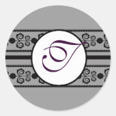 Monogram Borders Mint Ronde Sticker (Voorkant)