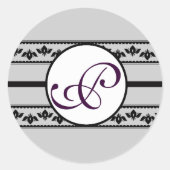 Monogram Borders Mint Ronde Sticker (Voorkant)