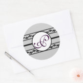 Monogram Borders Mint Ronde Sticker (Envelop)