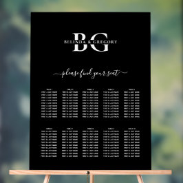 Monogram-borduurstoeltje voor zwart en wit acryl bord