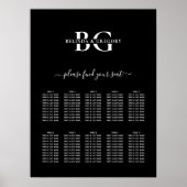 Monogram-borduurstoeltje voor zwart en wit poster (Voorkant)