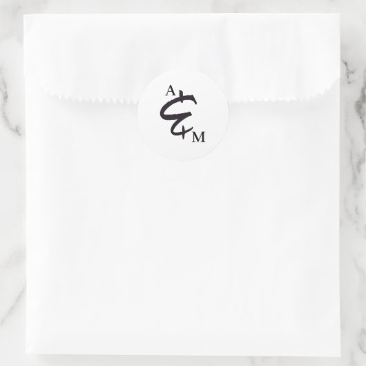 Monogram Borstel Ampersand White Wedding Ronde Sticker (Tas)