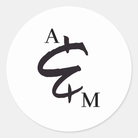 Monogram Borstel Ampersand White Wedding Ronde Sticker (Voorkant)