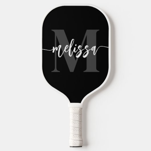 Monogram Borstel Calligrafie zwart Pickleball Paddle (Voorkant)