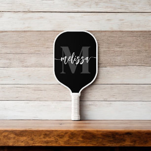 Monogram Borstel Calligrafie zwart Pickleball Paddle