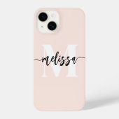 Monogram borstel kalligrafie Blush iPhone Hoesje (Achterkant)