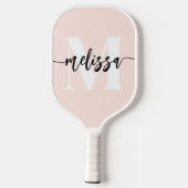 Monogram borstel kalligrafie Blush roze Pickleball Paddle (Achterkant)