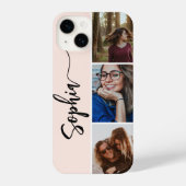 Monogram borstel kalligrafie Foto Blush Pink iPhone Hoesje (Achterkant)