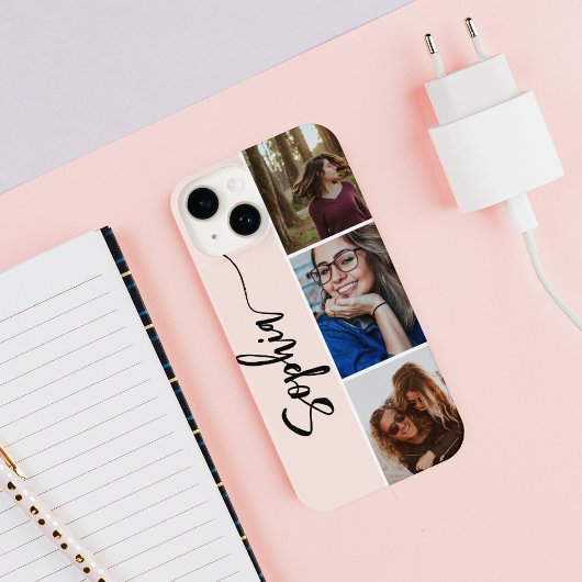 Monogram borstel kalligrafie Foto Blush Pink iPhone Hoesje