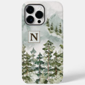 Monogram Bos en Berg Natuur Waterverf Case-Mate iPhone Case (Achterkant)