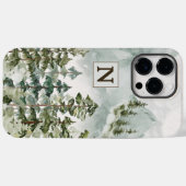Monogram Bos en Berg Natuur Waterverf Case-Mate iPhone Case (Achterkant (horizontaal))