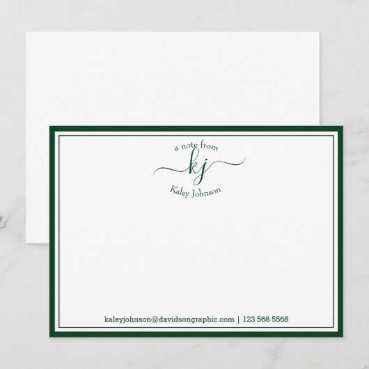 Monogram bos groen van het bureau van nota Kaart (Voorkant / Achterkant)