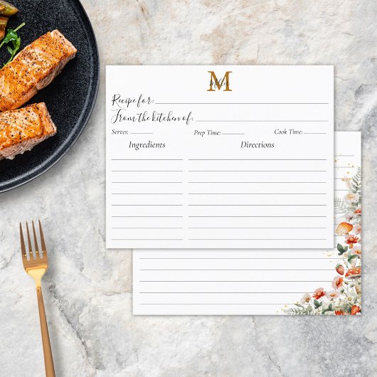 Monogram Bos Paddenstoel Bloem Receptkaart