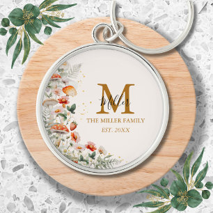 Monogram Bos Paddenstoelen Bloemen Bloemrijk botan Sleutelhanger