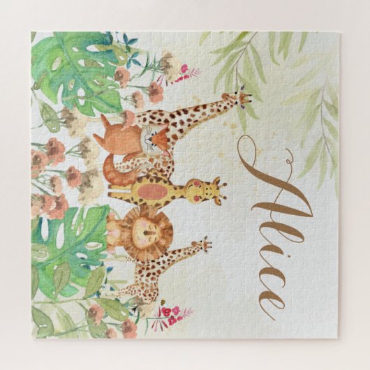  monogram bos safari greenery kinder legpuzzel (Horizontaal)