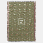 Monogram Bosgroen Aquarel Bloementuin Deken (Voorkant Verticaal)