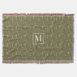 Monogram Bosgroen Aquarel Bloementuin Deken