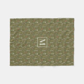 Monogram Bosgroen Aquarel Wilde Bloementuin Fleece Deken (Voorkant (Horizontaal))
