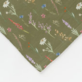 Monogram Bosgroen Aquarel Wilde Bloementuin Fleece Deken (Hoek)