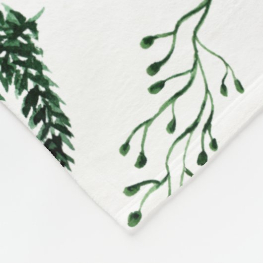 Monogram bosgroene bladeren botanisch 3 initialen fleece deken (Hoek)