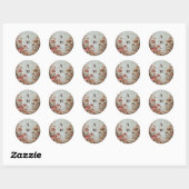 Monogram Bosherfst Waterverf Paddenstoel Bruiloft Ronde Sticker (Vel)