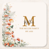 Monogram Bospaddenstoelen Bloemen Bloemen Floral b Kartonnen Onderzetters (Voorkant)