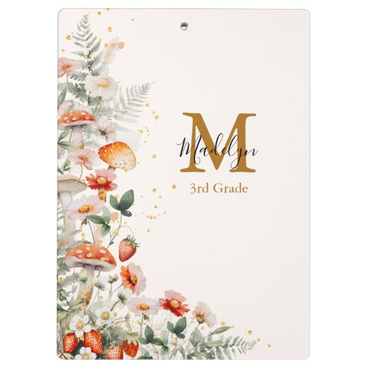 Monogram Bospaddenstoelen Bloemen Bloemen Floral b Klembord (Achterkant)