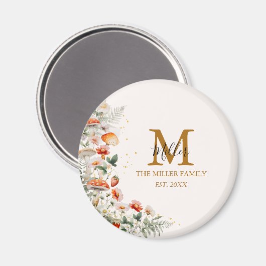 Monogram Bospaddenstoelen Bloemen Bloemen Floral b Magneet (Voorkant / Achterkant)