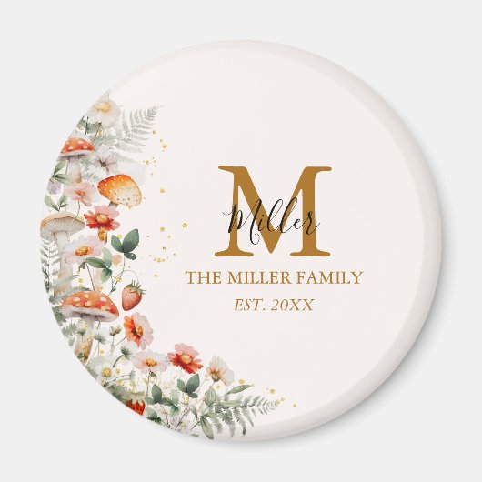 Monogram Bospaddenstoelen Bloemen Bloemen Floral b Magneet (Voorkant)