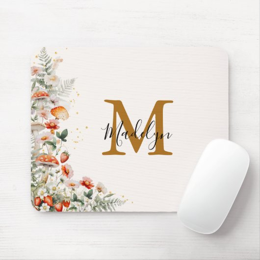 Monogram Bospaddenstoelen Bloemen Bloemen Floral b Muismat (Met muis)