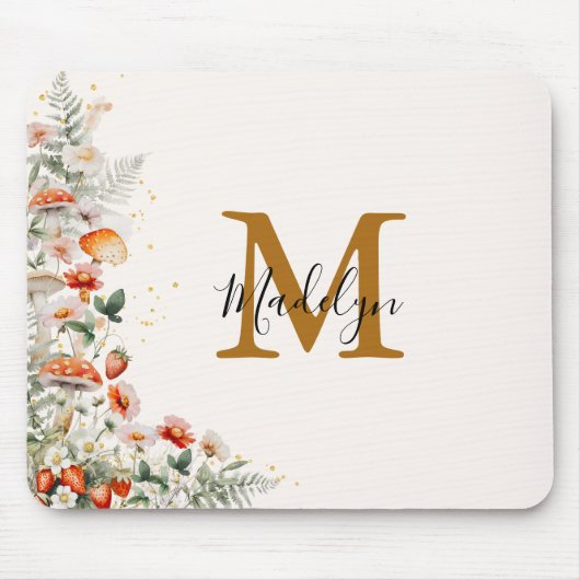 Monogram Bospaddenstoelen Bloemen Bloemen Floral b Muismat (Voorkant)