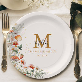 Monogram Bospaddenstoelen Bloemen Bloemen Floral b Papieren Bordje