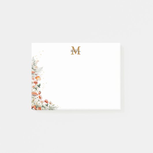 Monogram Bospaddenstoelen Bloemen Bloemen Floral b Post-it® Notes (Voorkant)