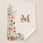 Monogram Bospaddenstoelen Bloemen Bloemen Floral b Sherpa Deken (Voorkant)