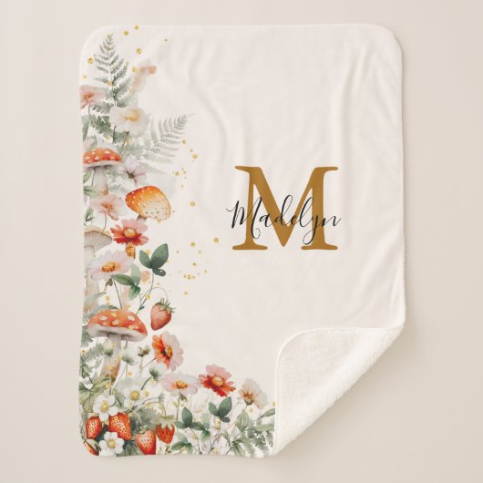Monogram Bospaddenstoelen Bloemen Bloemen Floral b Sherpa Deken (Voorkant)